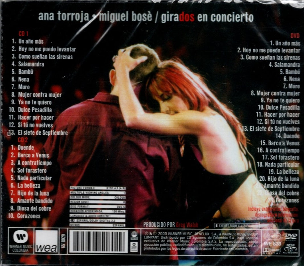 CDX2 + DVD Ana Torroja, Miguel Bosé - Girados En Concierto