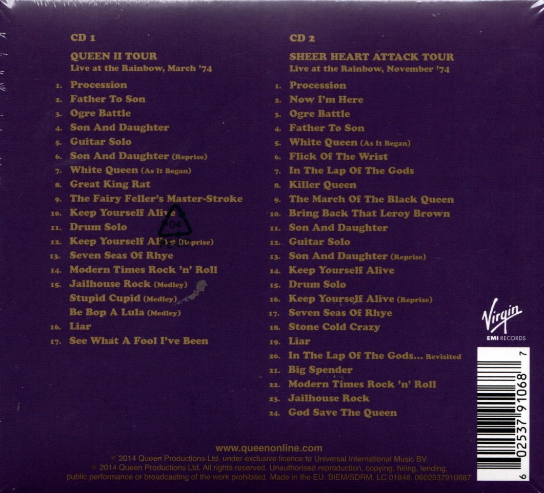 CD X2 Queen – Live At The Rainbow '74