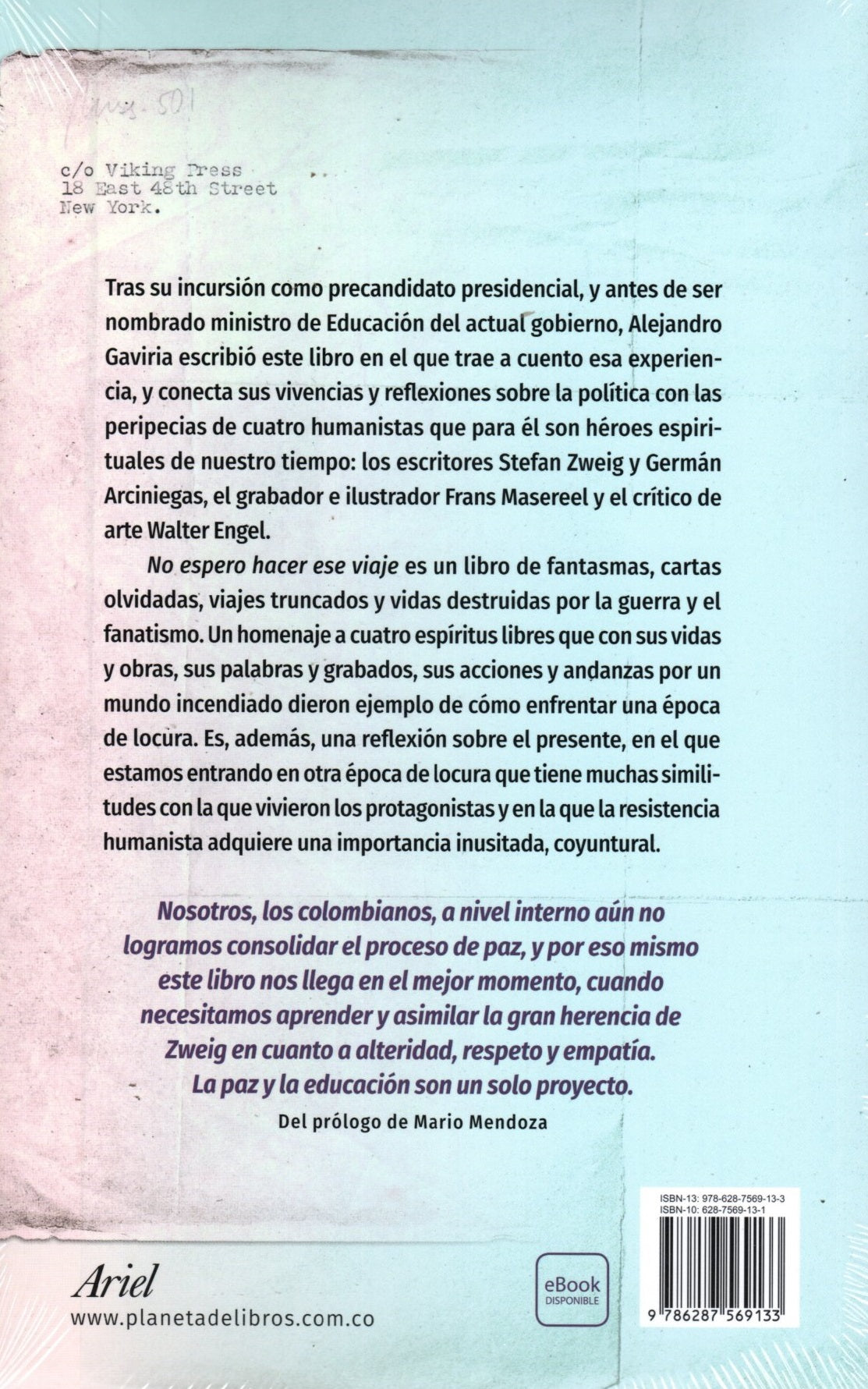Libro Alejandro Gaviria No espero hacer ese viaje