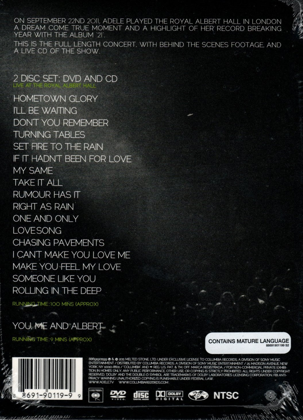 CD + DVD Adele – Live At The Royal Albert Hall