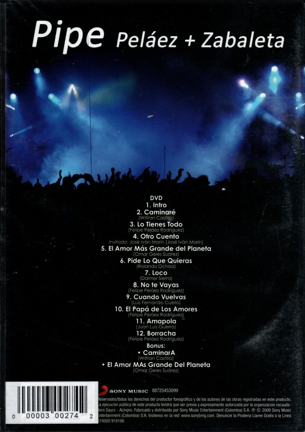 DVD + KAREOKE A mi manera en Vivo- Pipe Peláez + Zabaleta