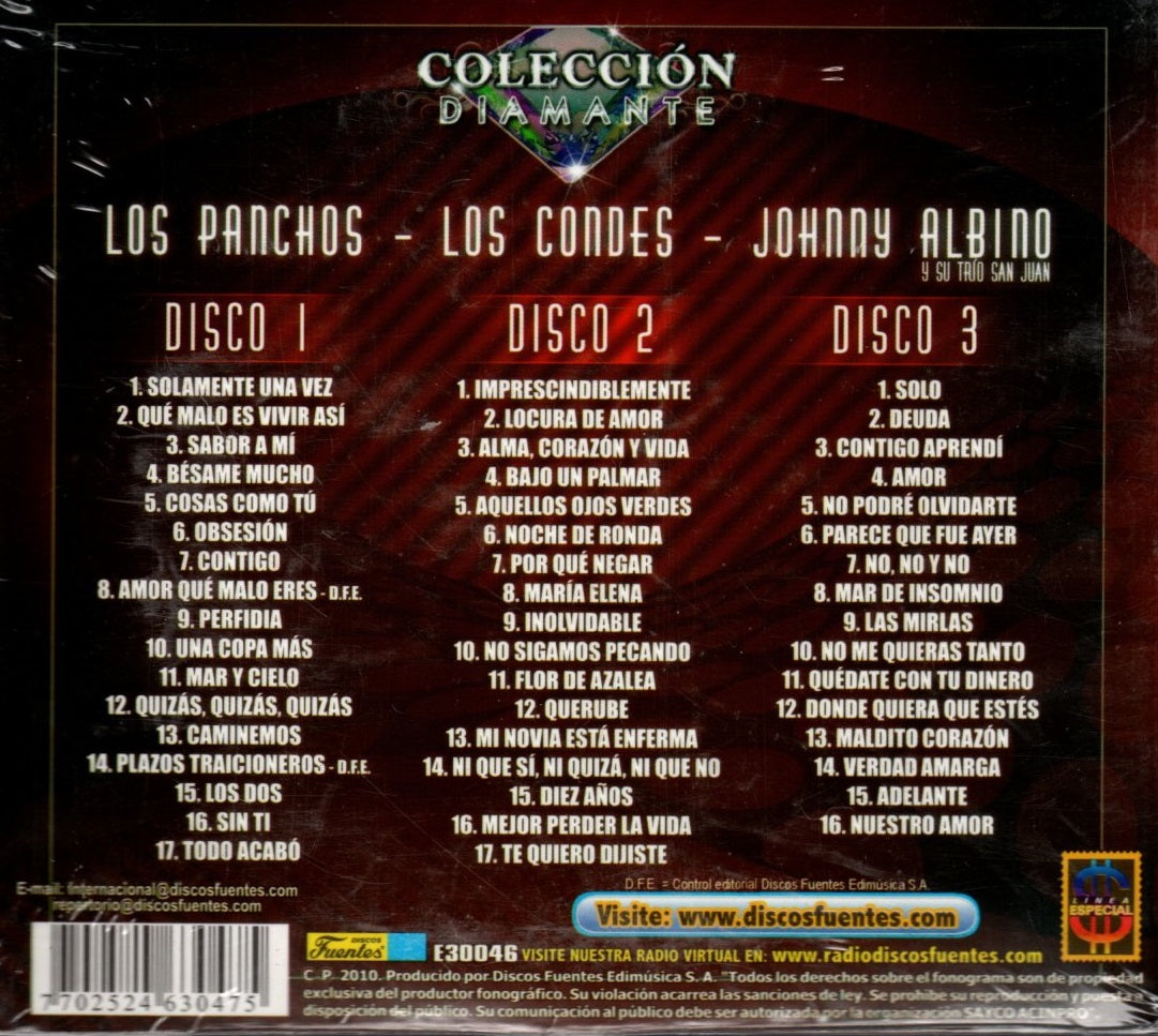 CD X3 COLECCION DIAMANTE / LOS PANCHOS- CONDES- JOHNNY ALBINO