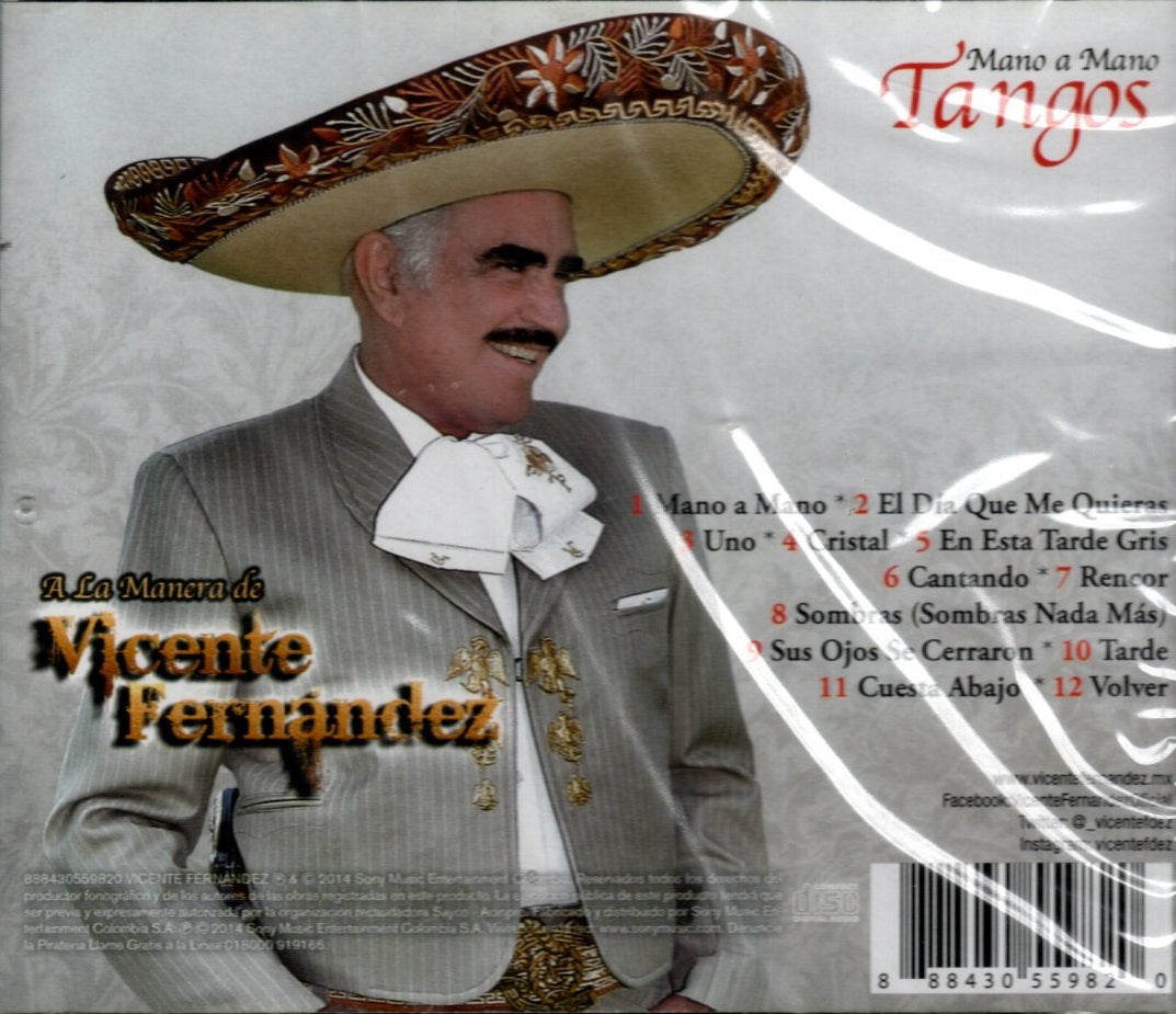 CD Vicente Fernández - Mano A Mano Tangos A La Manera