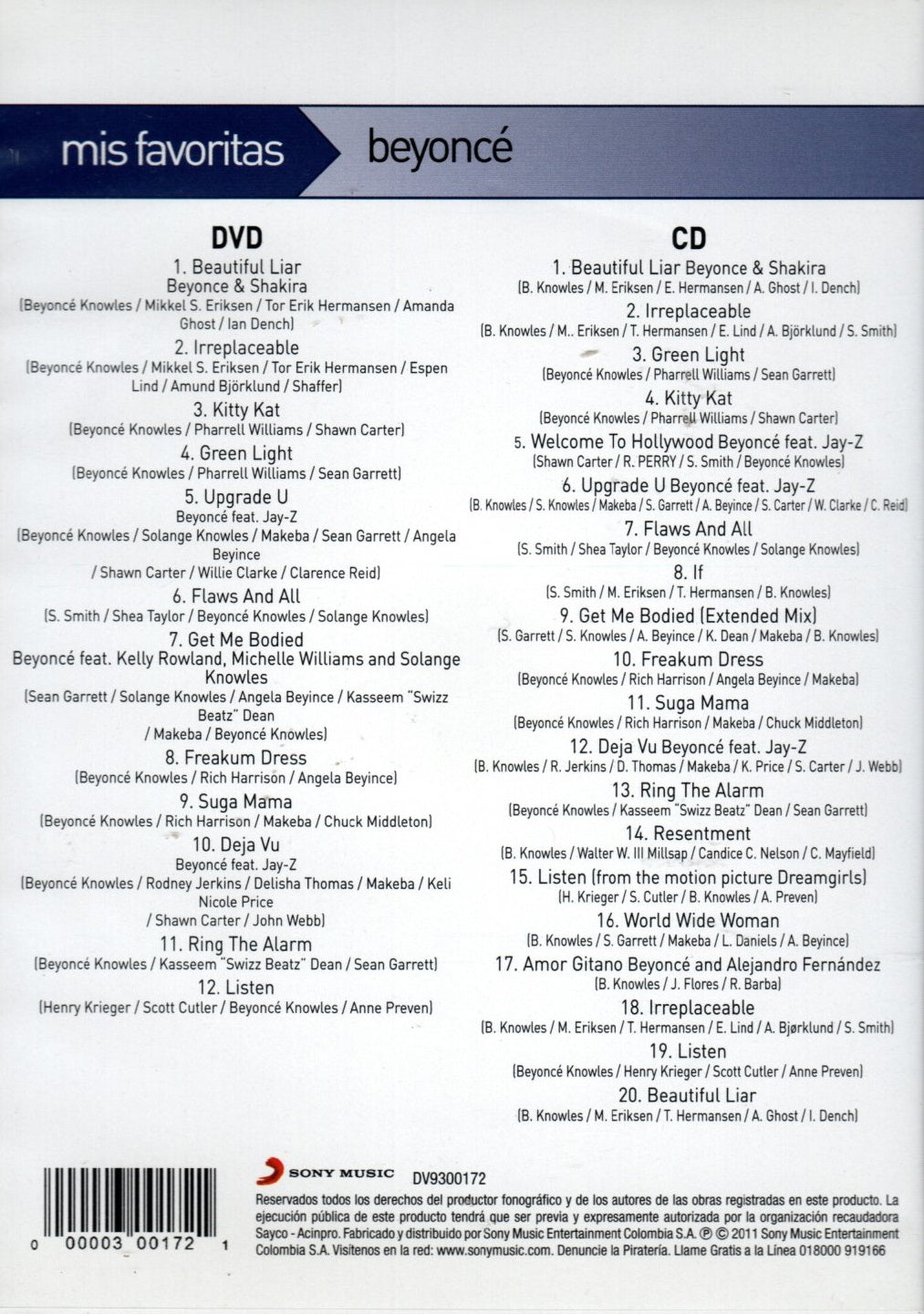 DVD-CD Beyonce Mis Favoritas