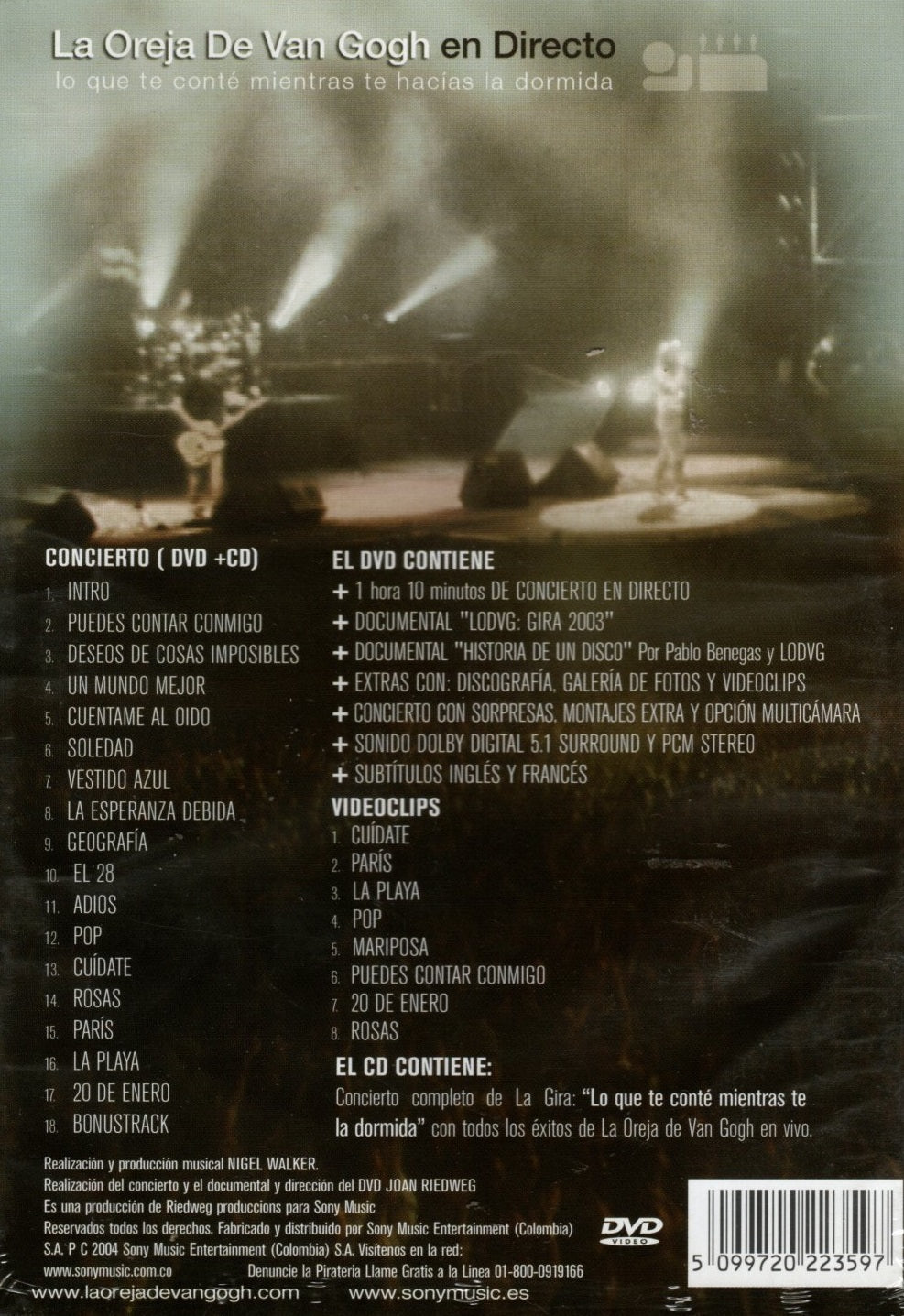 DVD + CD La Oreja De Van Gogh - Lo Que Te Conté Mientras Te Hacías La Dormía (En Directo)