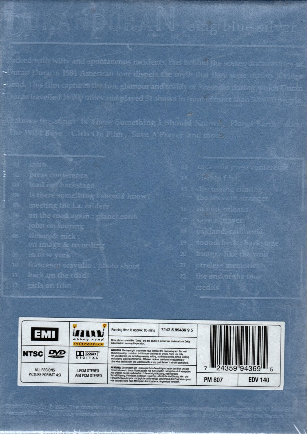 DVD Duran Duran - Sing Blue Silver