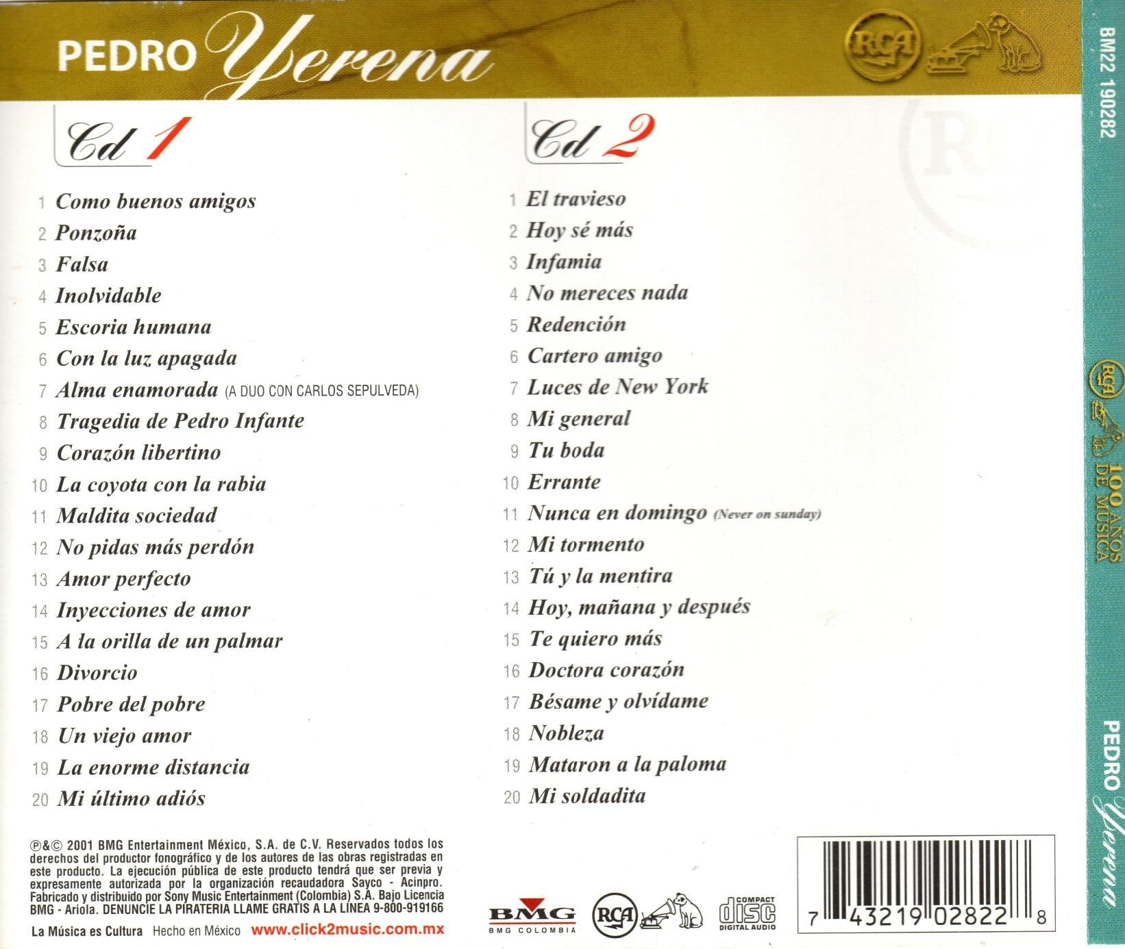 CD x2 RCA 100 AÑOS MUSICA Pedro Yerema