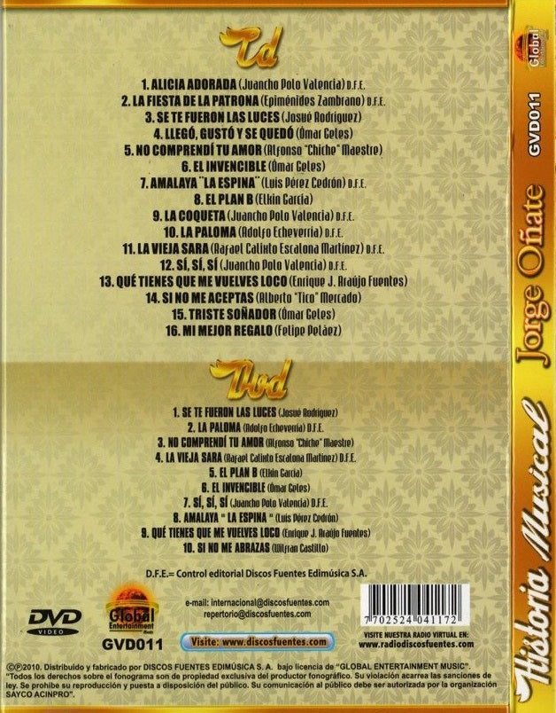 CD + DVD Historia Musical De Jorge Oñate - Edición Especial