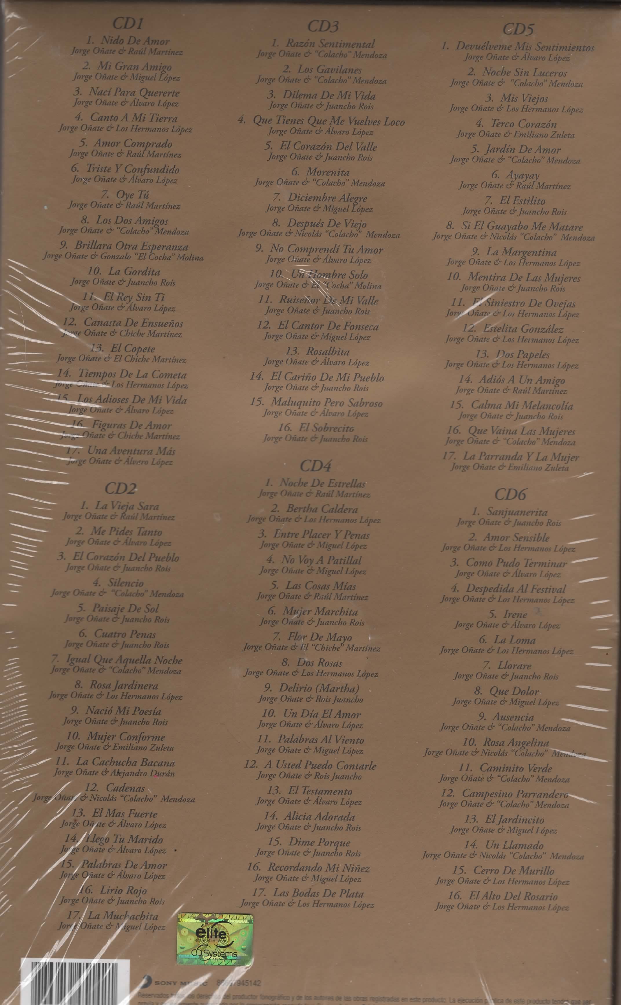 CDX6 Las 100 De Jorge Oñate Edición Especial