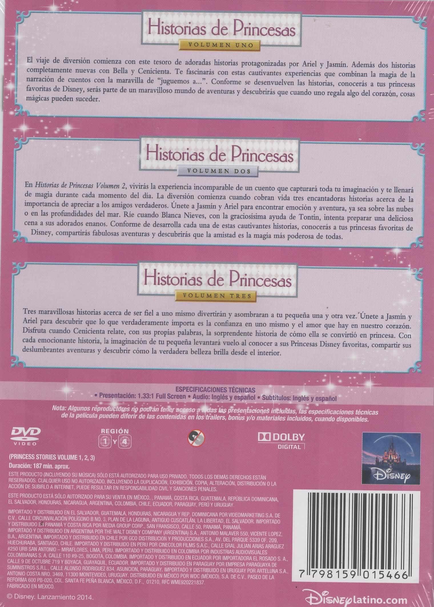 DVD x 3 Colección historia de princesas
