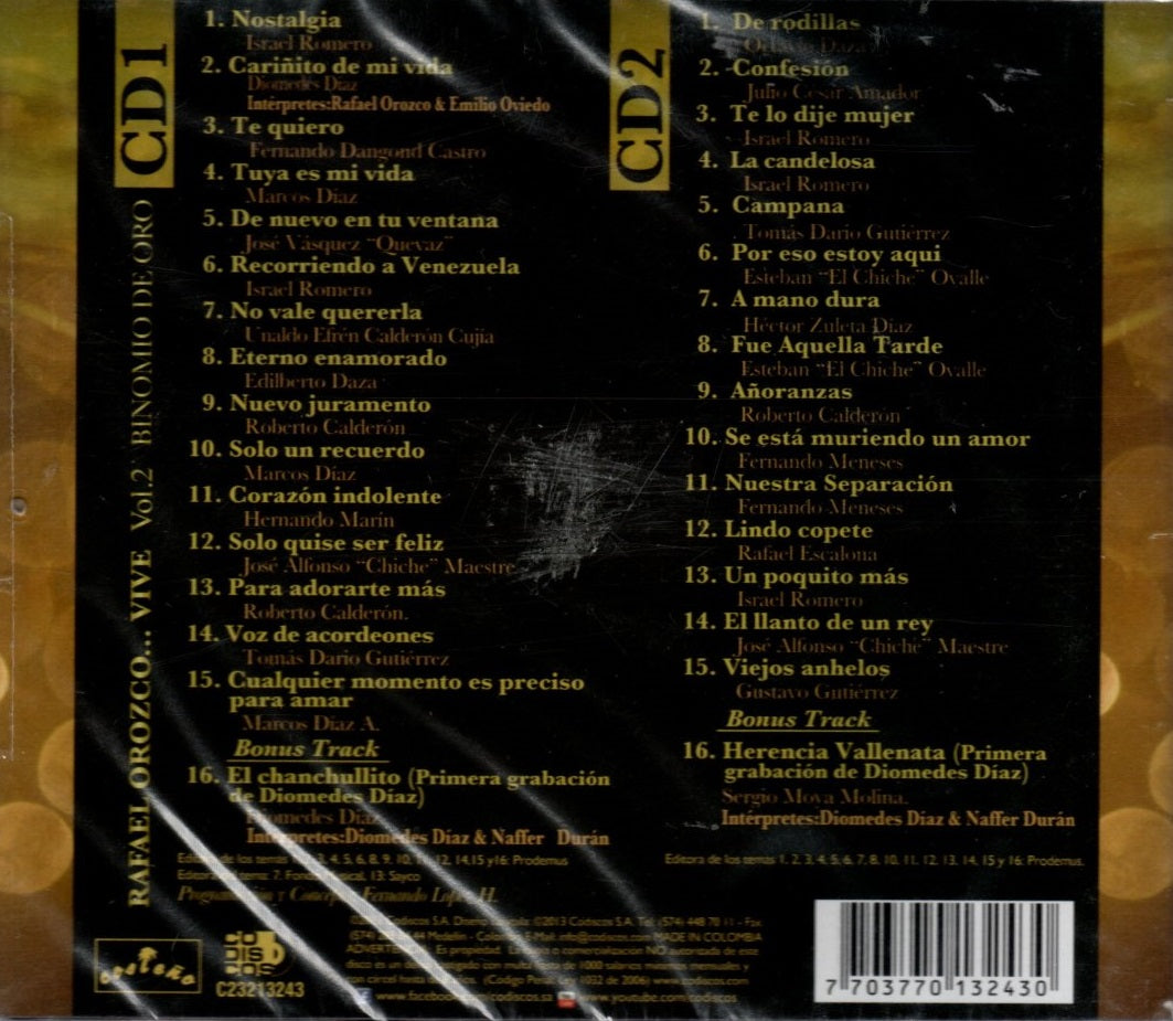 CD X2 Rafael Orozco vive Vol.2 Binomio de oro