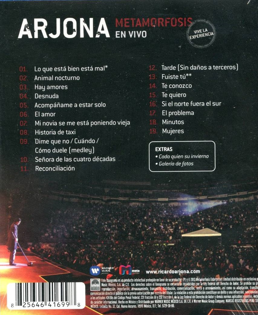 Blu-Ray Ricardo Arjona - Metamorfosis en Vivo