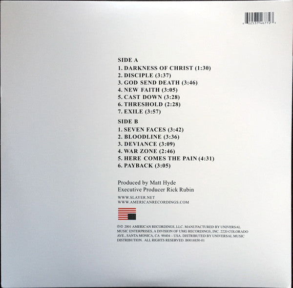 SLAYER – GOD HATES US ALL / LP