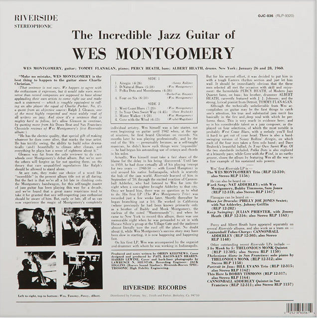 LP Wes Montgomery – The Incredible Jazz Guitar Of Wes Montgomery