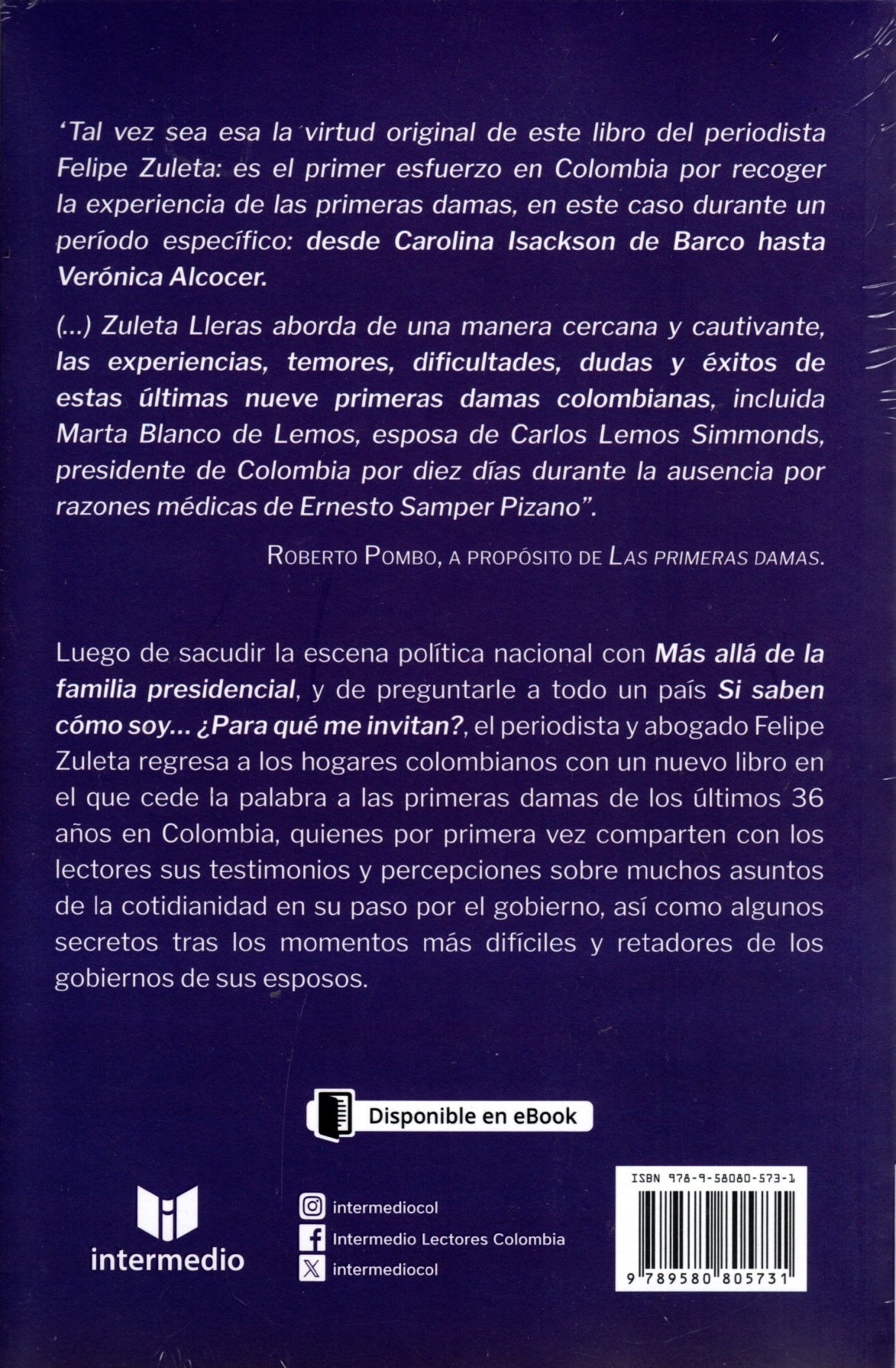 Libro Felipe Zuleta Lleras - Las Primeras damas