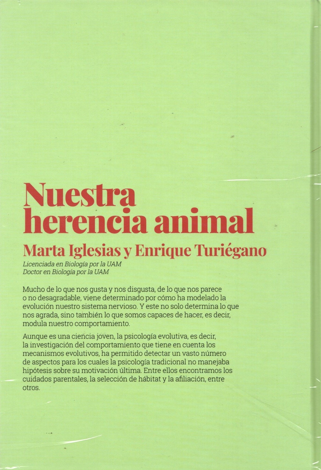 Libro Marta Iglesias y Enrique Turiégano - Nuestra herencia animal