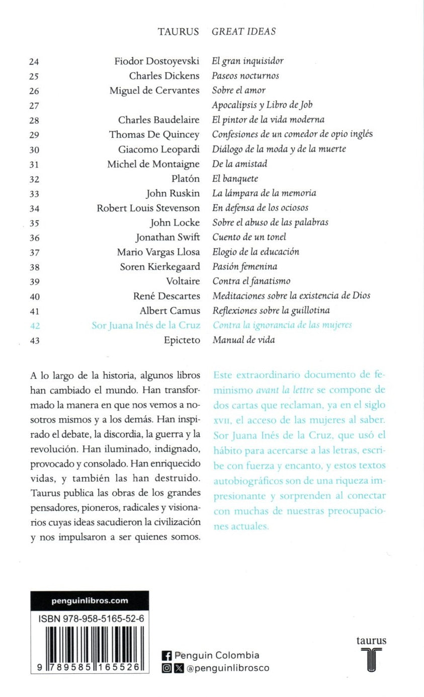 Libro Sor Juana Ines de la Cruz - Contra la ignorancia de las mujeres