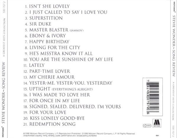 CD Stevie Wonder – Song Review - A Greatest Hits Collection