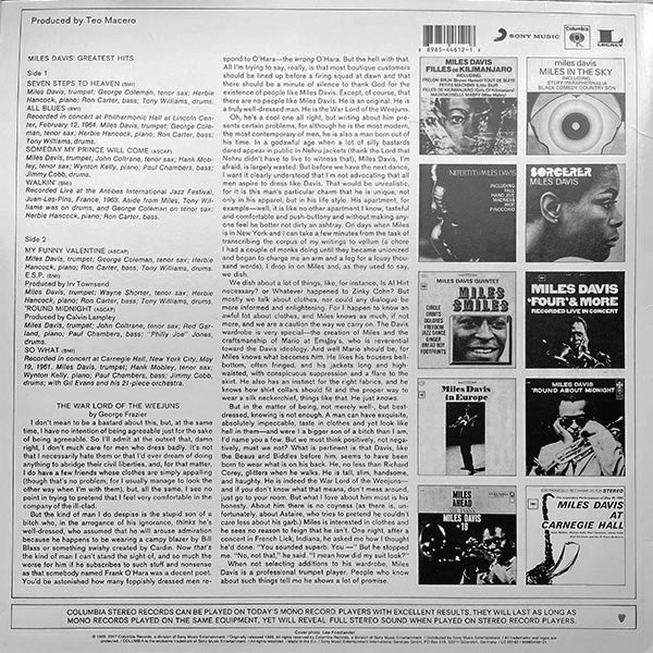 LP Miles Davis ‎– Miles Davis' Greatest Hits