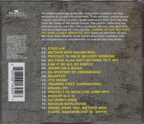 CD WuTang Clan Legend Of The WuTang WuTang Clan's Greatest Hits