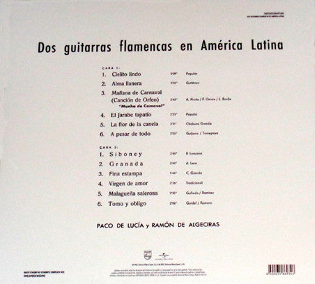 LP Paco De Lucía Y Ramón De Algeciras - Dos Guitarras Flamencas En América Latina