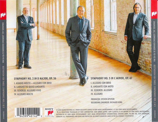 CD Emanuel Ax, Leonidas Kavakos*, Yo-Yo Ma, Beethoven* – Beethoven for Three - Symphonies Nos. 2 and 5