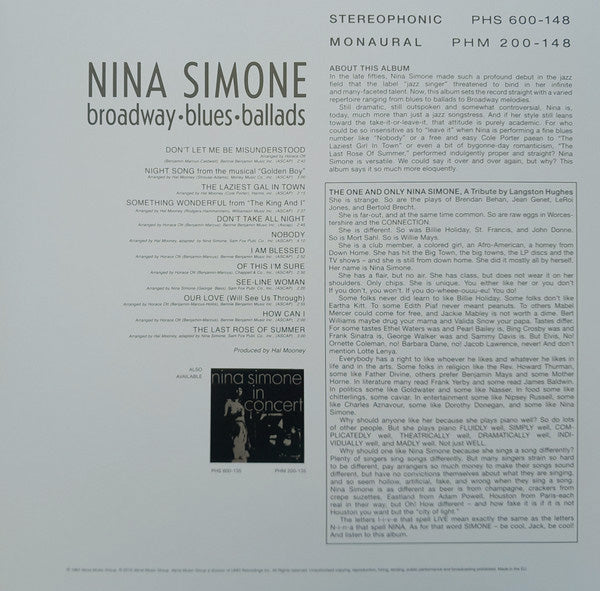 LP Nina Simone ‎– Broadway - Blues - Ballads
