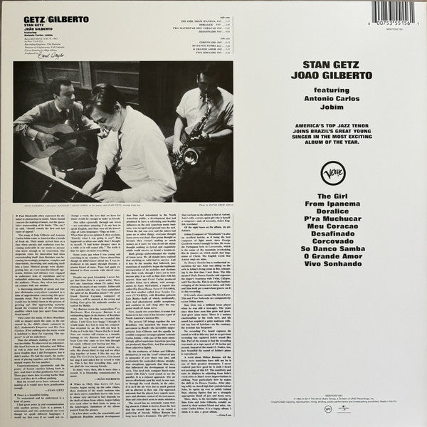 LP Stan Getz, Joao Gilberto* Featuring Antonio Carlos Jobim ‎– Getz / Gilberto