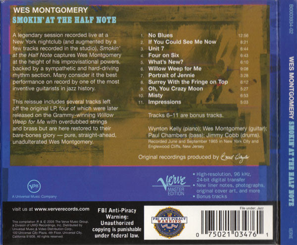 CD  Wes Montgomery – Smokin' At The Half Note