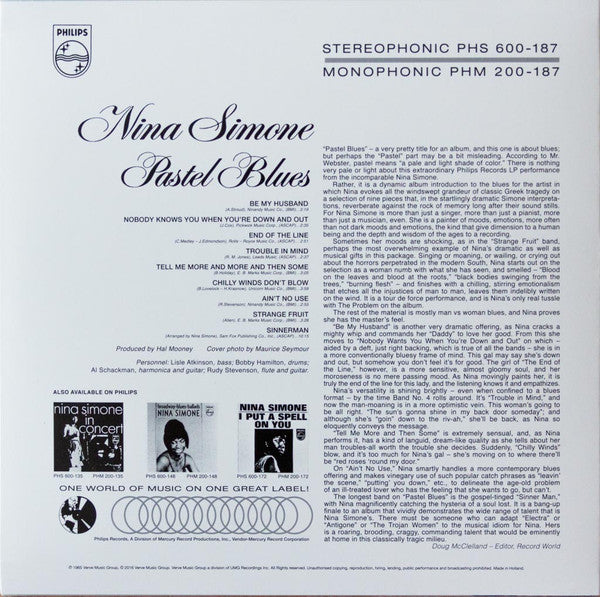 LP Nina Simone ‎– Pastel Blues