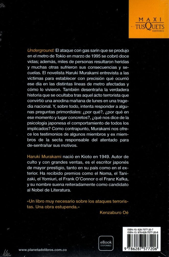 Libro Haruki Murakami - Underground