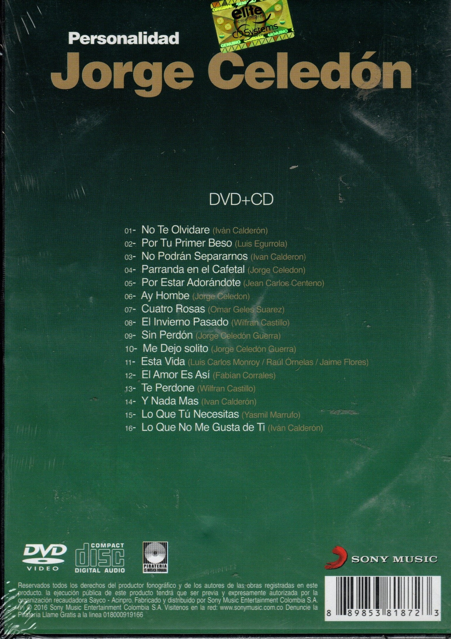 CD+DVD Jorge Celedón - Personalidad