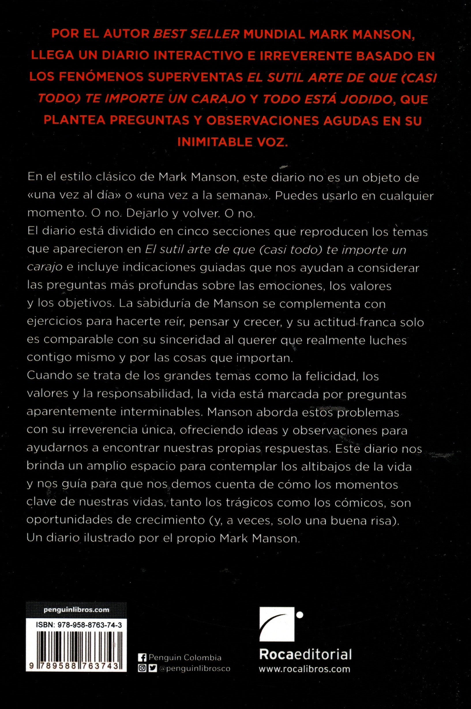 Libro Mark Manson - El Sutil Arte De Que (Casi Todo) Te Importe Un Carajo. Diario