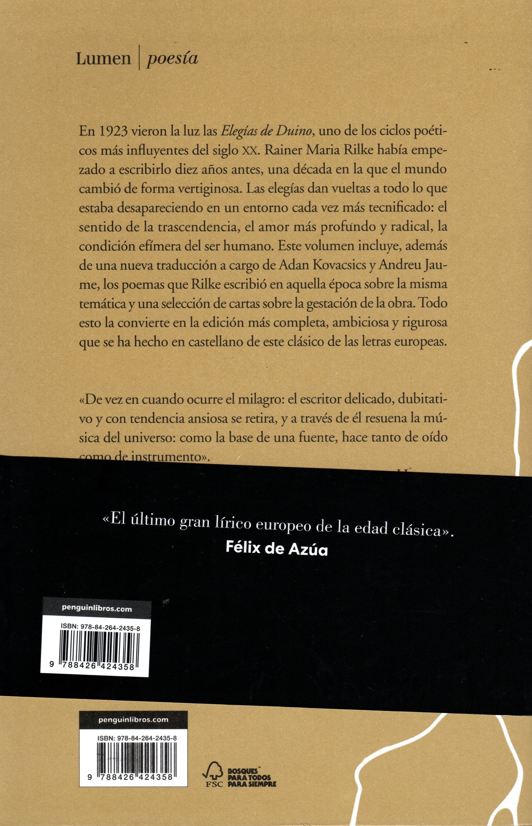 Libro Rainer Maria Rilke - Elegías de Duino