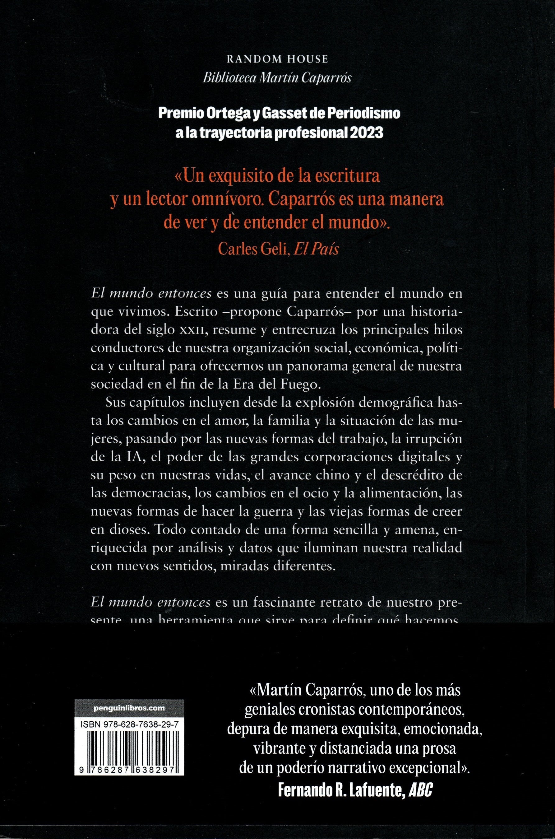Libro Martín Caparrós - El mundo entonces