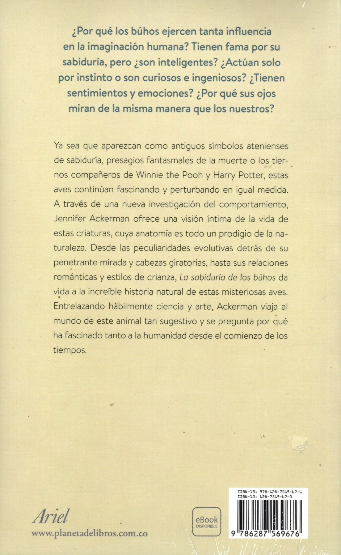 Libro Jennifer Ackerman - La sabiduría de los búhos