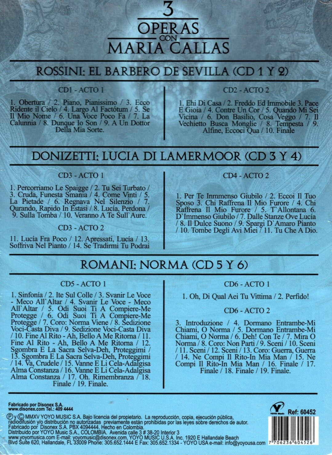 CDx6  3 Operas Con Maria Callas