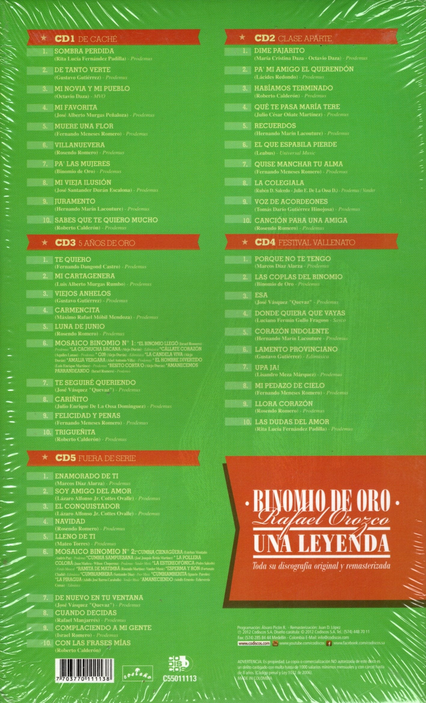CDX5  Bionomio de Oro - Rafael Orozco Una Leyenda Volumen 2