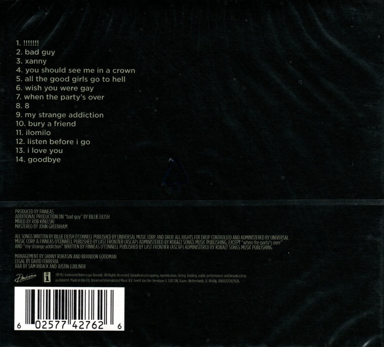 CD Billie Eilish ‎– When We All Fall Asleep, Where Do We Go?