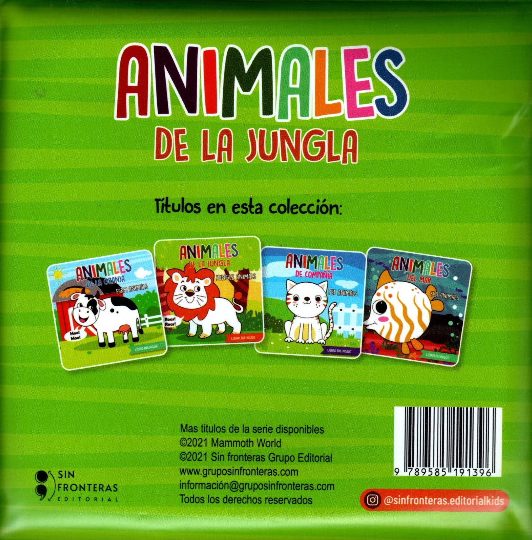 Libro Bilingüe de baño Animales de la jungla