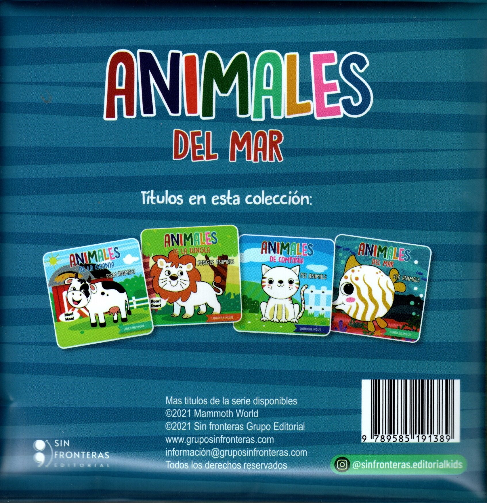 Libro Bilingüe de baño Animales del mar