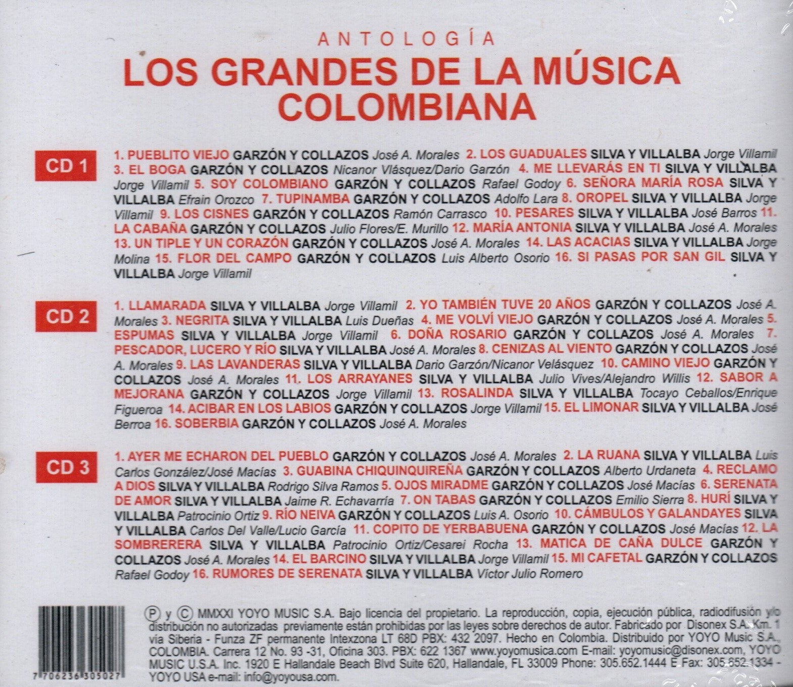 CDX3 Garzón Y Collazos & Silva Y Villalba - Los Grandes De La Música Colombiana