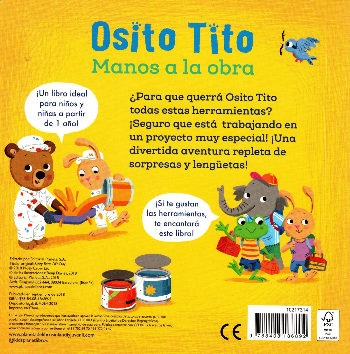 Libro Benji Davies - Osito Tito. Manos a la Obra!