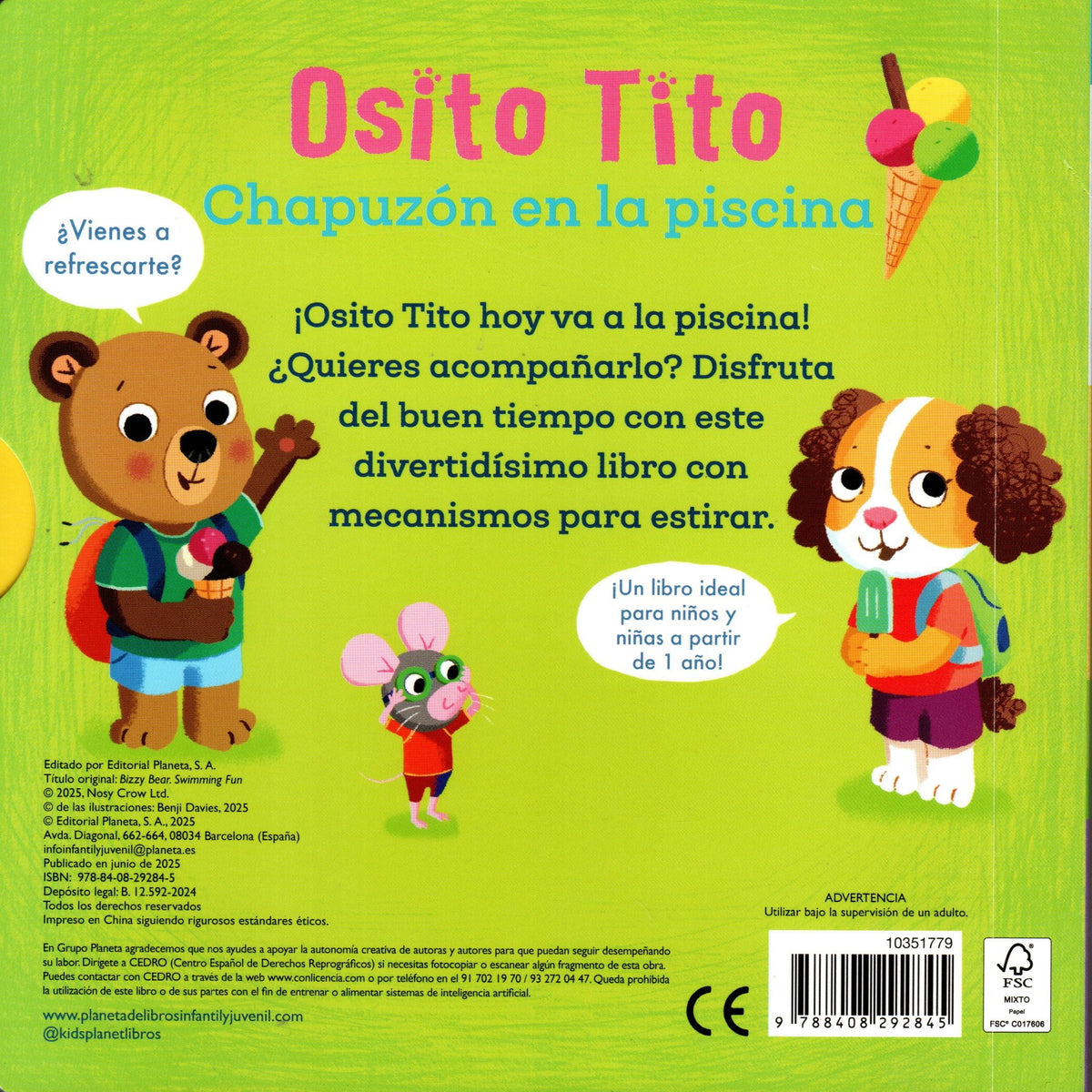 Libro Benji Davies - Chapuzón en la piscina!