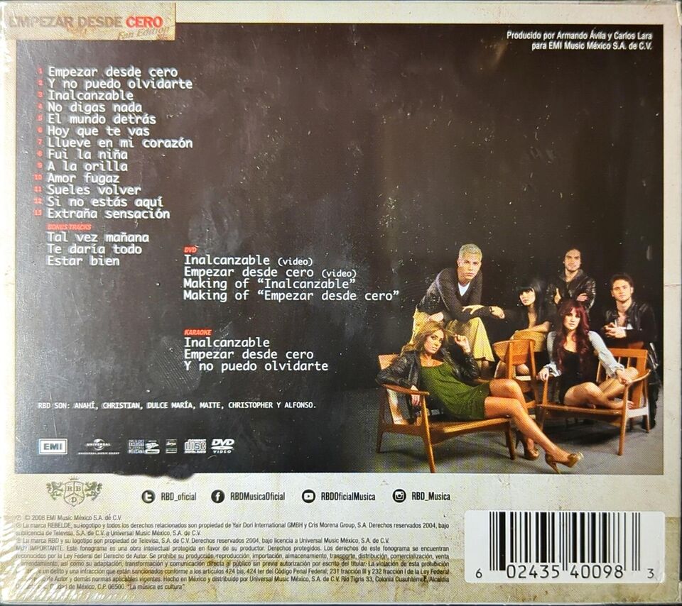 CD+DVD RBD - Empezar Desde Cero (Fan Edition)