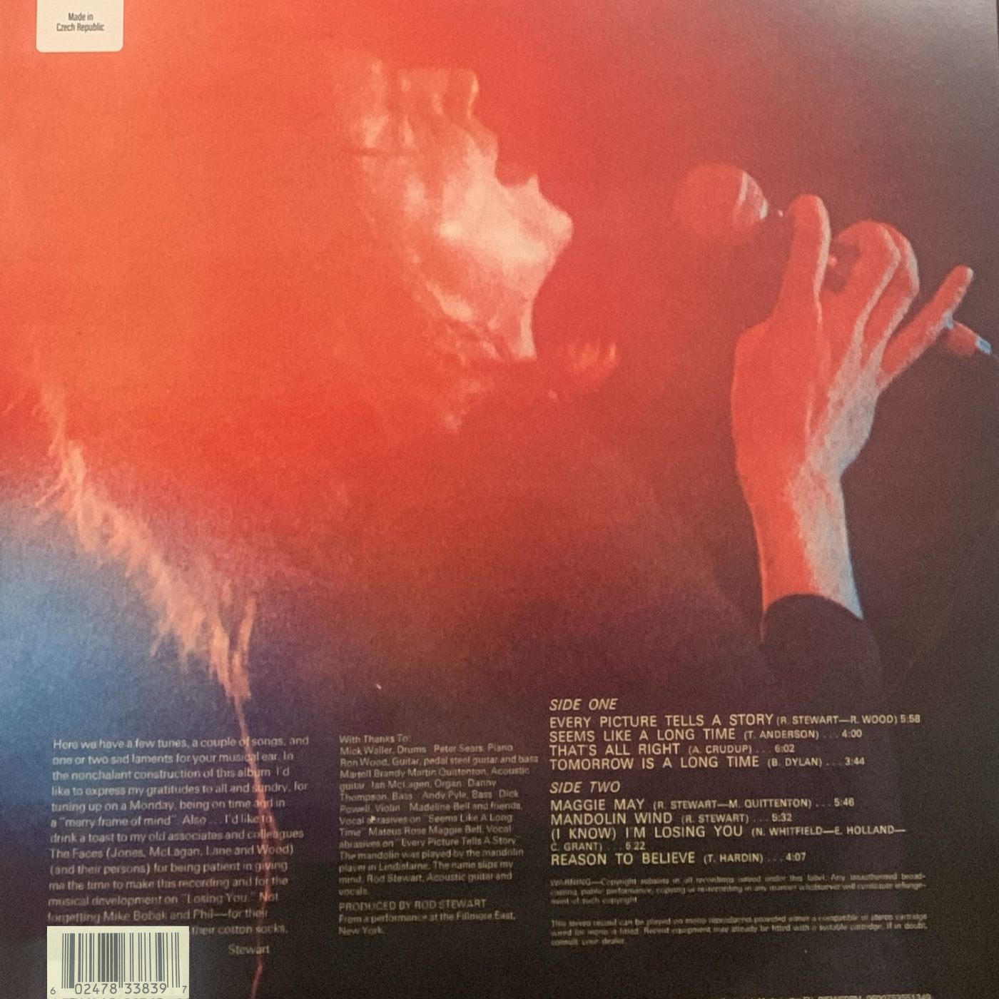 LP Rod Stewart - Every Picture Tells A Story Limited Edition Orange Vinyl