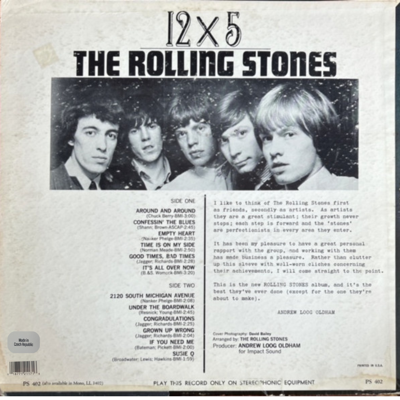 LP The Rolling Stones - 12 x 5