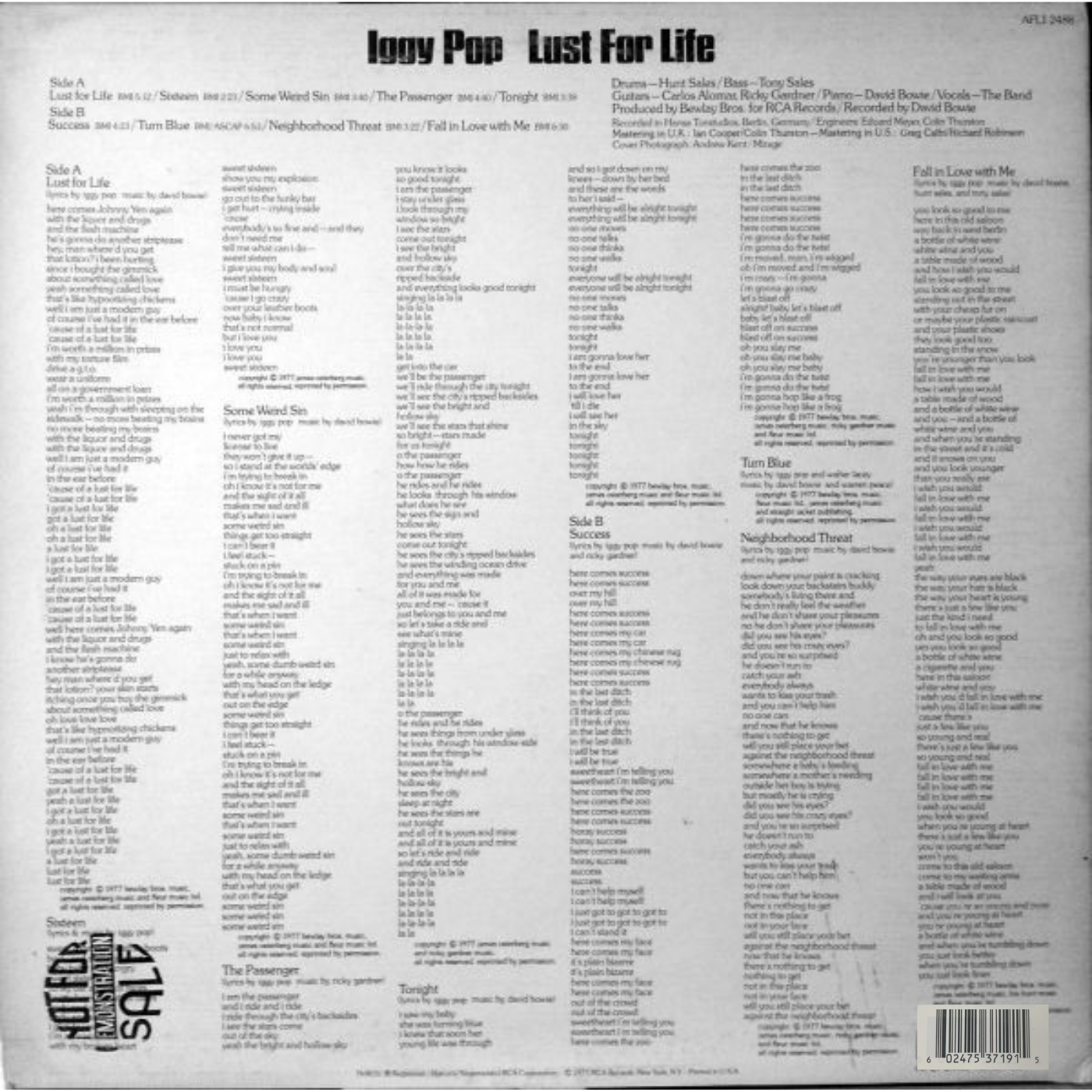 LP Iggy Pop - Lust For Life