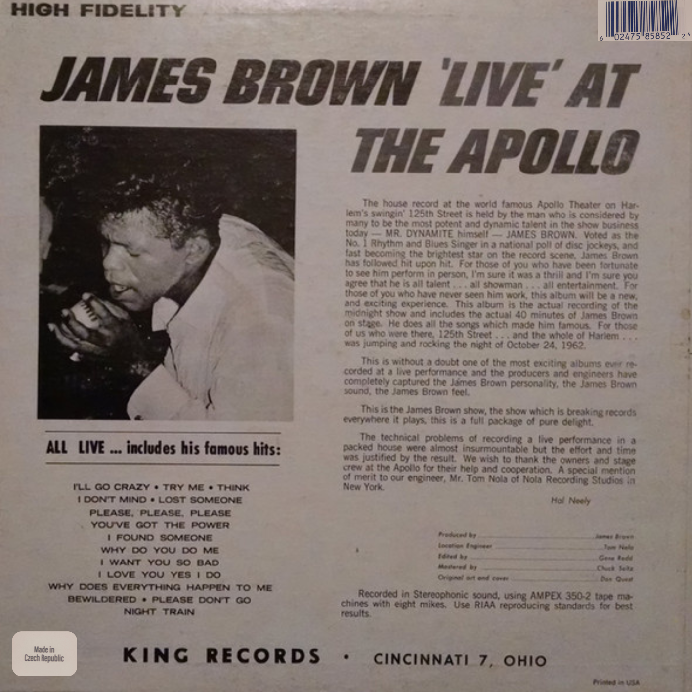 LP James Brown - Live At The Apollo 1962