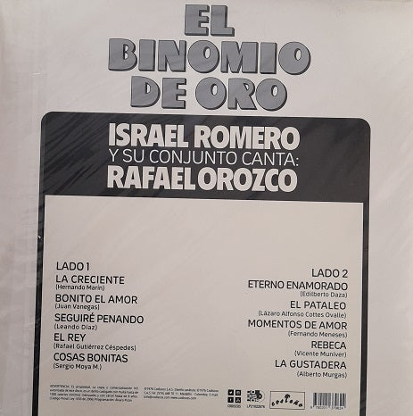 LP El Binomio de Oro - Israel Romero Y Su Conjunto Canta Rafael Orozco